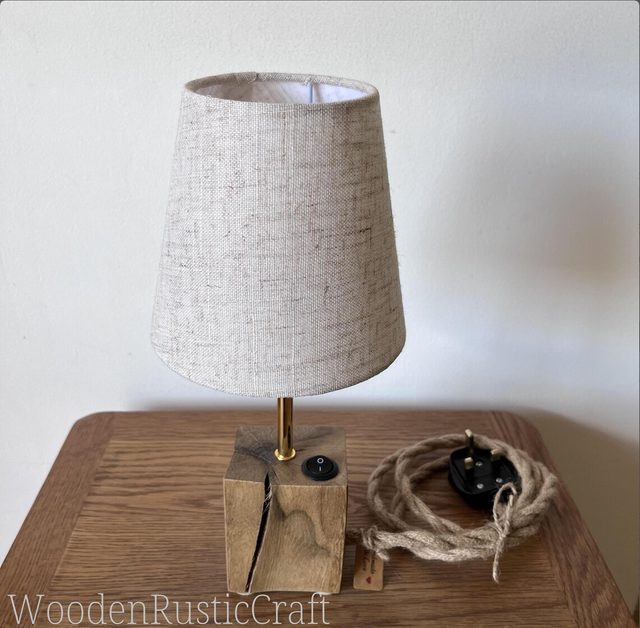 Spalted Turkish Oak Table Lamp with Linen Shade