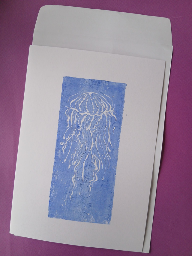 Carte motif Méduse Bleu ciel 