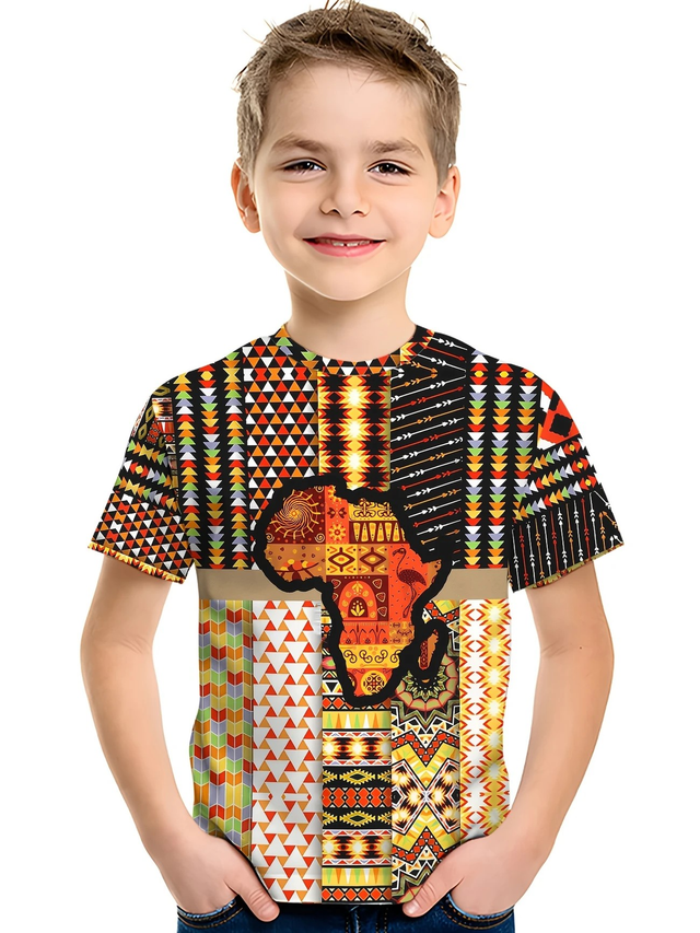 Boys' Vibrant African-Inspired Short Sleeve T-Shirt