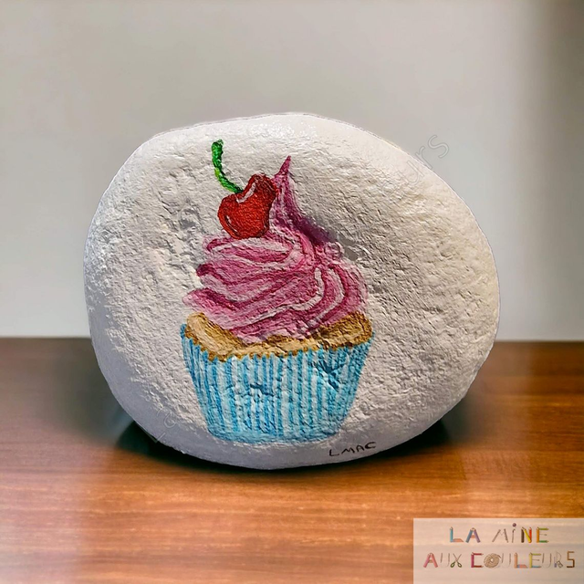 Galet "cupcake cerise"