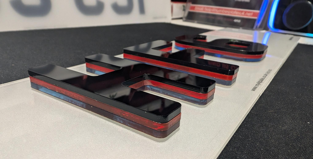 9mm Neon Blue &amp; Neon Red &amp; Black 4D Laser Cut 