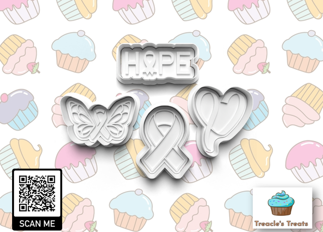 Breast Cancer Theme Fondant/cookie stamps with cutters