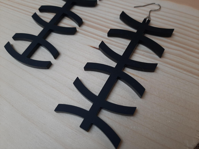 Boucles d&#039;oreilles &quot;empreinte&quot; - PMMA noir mat - Collection Apu