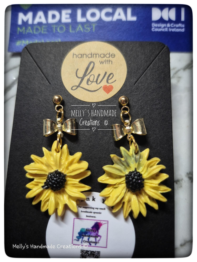 Sunflower and Bow earrings 
