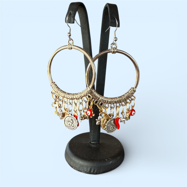 Orecchini cerchio silver con charms 26NG-31