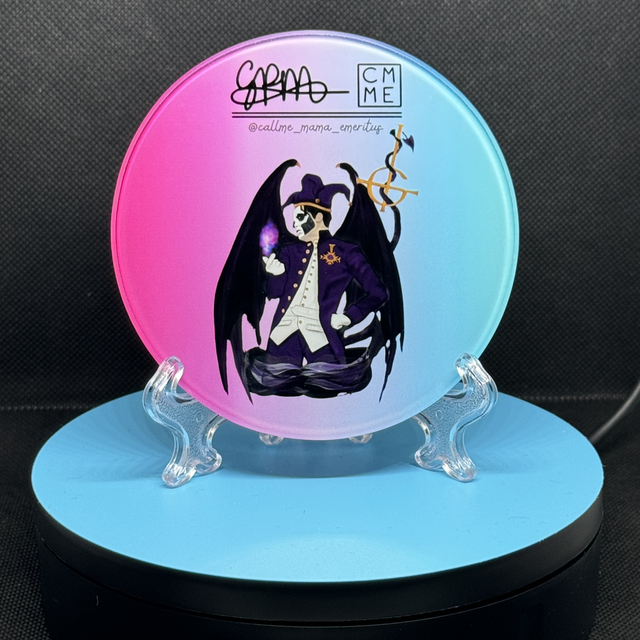 Round Glass Coaster with Mama Emeritus Artwork