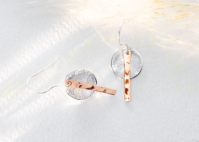 Pendientes hechos a mano de plata 925 y cobre