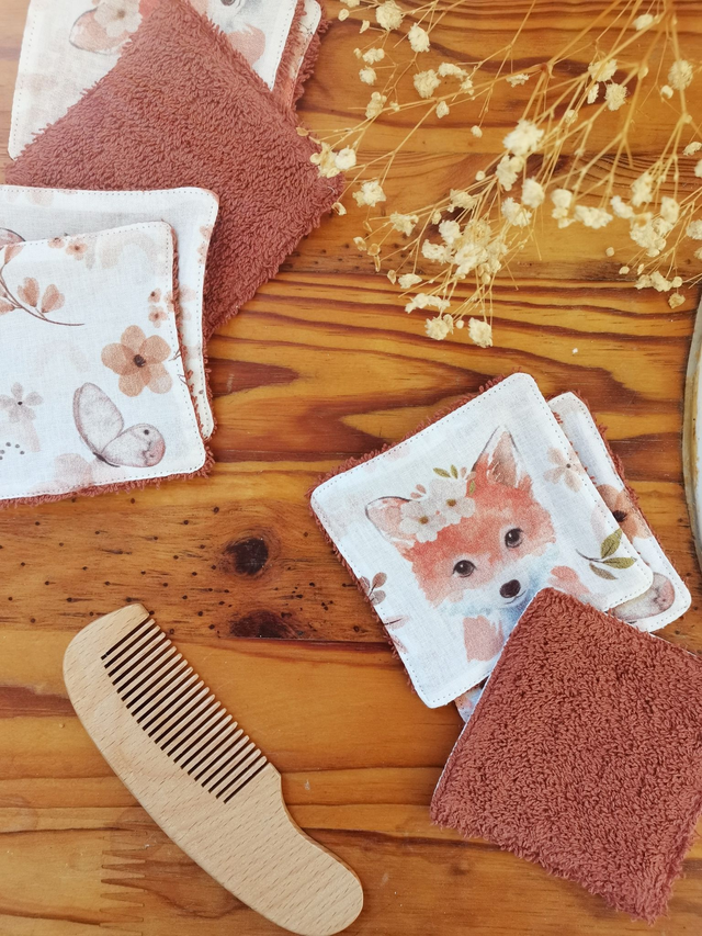 Lots de 8 cotons lavable Moka Terracotta