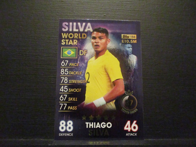 Thiago Silva - World Star Match Attax 101 Original Trading Card