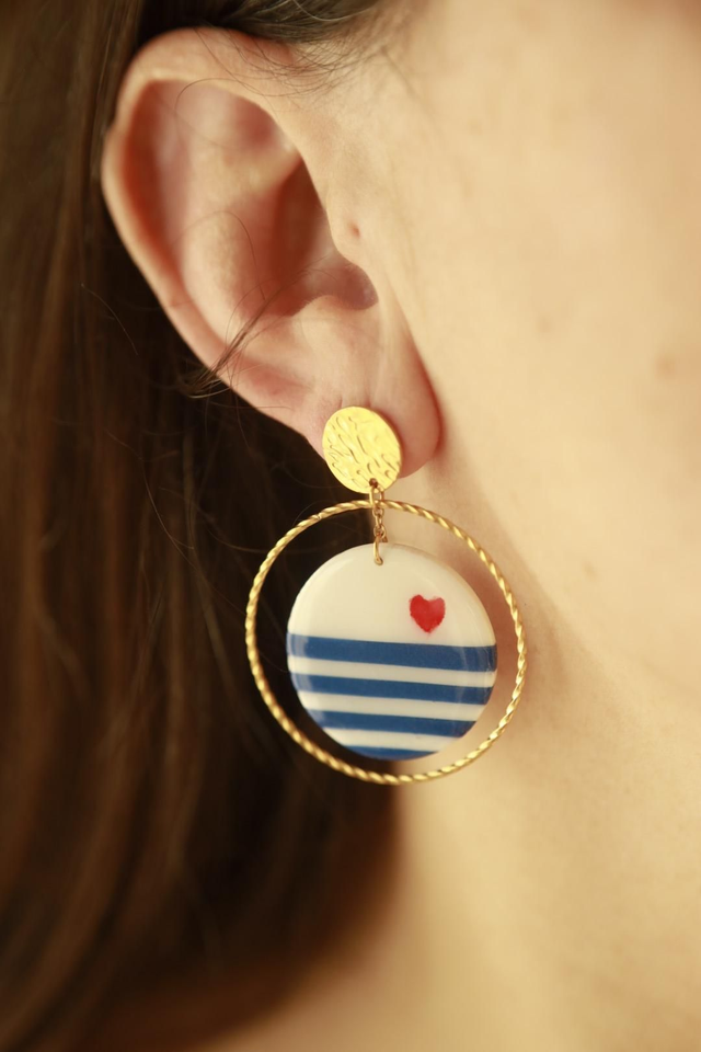 Boucles d'oreilles Marinières "Les Créoles" 