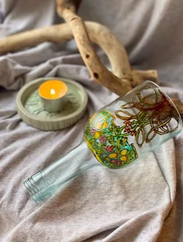 Blossoming lemon tree candlestick