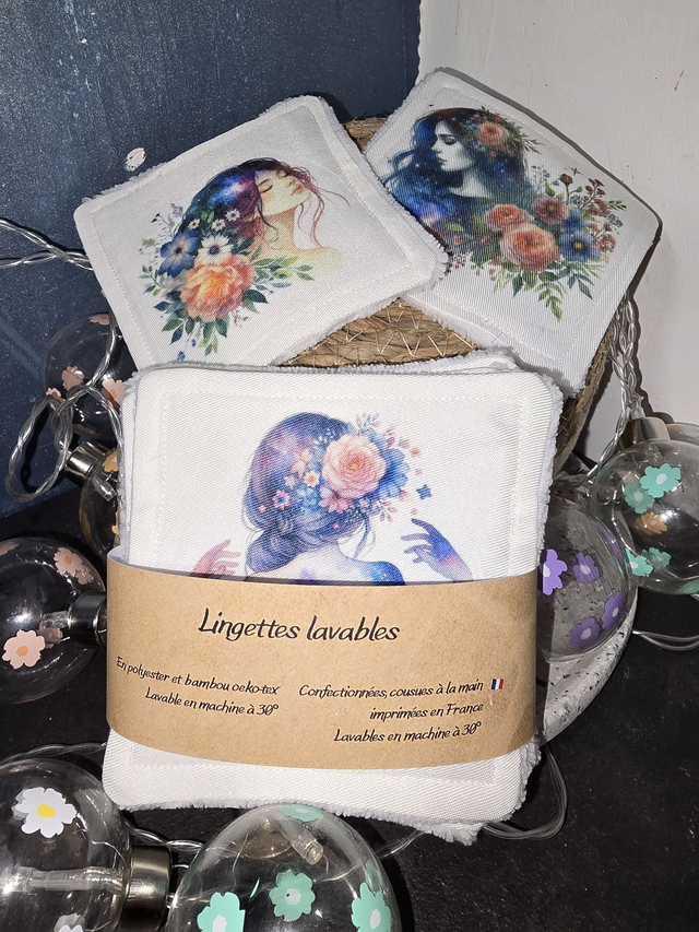 Lingettes lavables Flowers galaxy (lot de 6) 