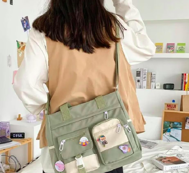 Nylon waterdichte schoudertas voor dames vintage stijl