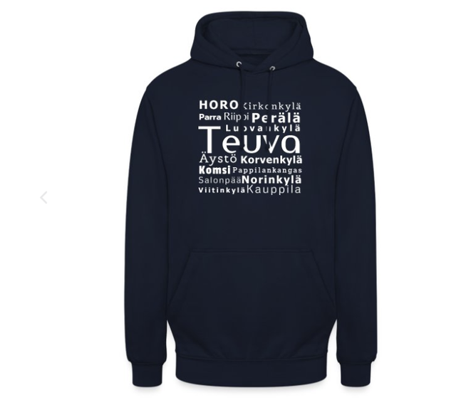 Teuvan kylät huppari, laivastonsininen