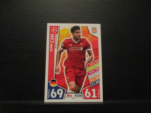 Emre Can - UEFA Champions League Match Attax 2017/18 Original Trading Card #191