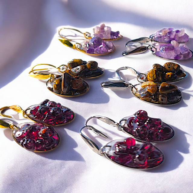 Boucles d'oreilles KIRA - Chips de pierres