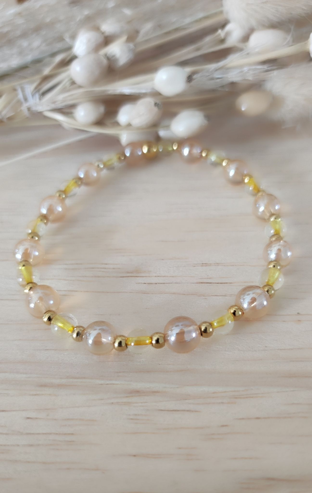 Bracelet "Énergie positive et Confiance en soi" Citrine et Aqua Aura 