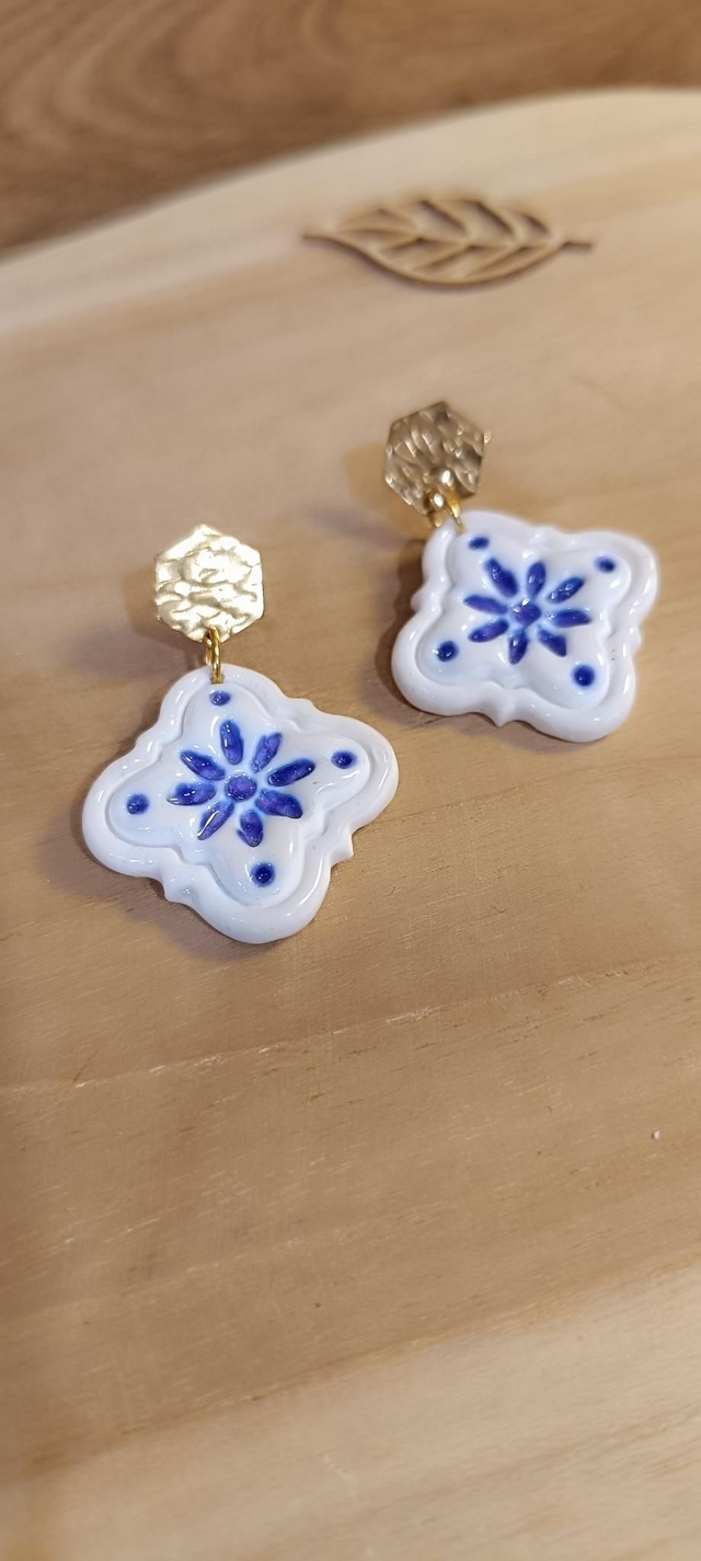 Boucles d'oreilles - Carreaux blanc