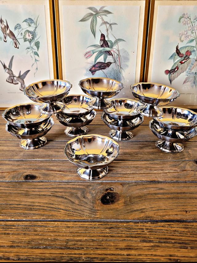 Coupes glaces inox Guy Degrenne, coupes basses forme de fleur