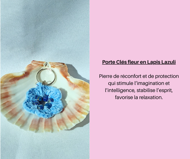 39- Porte Clés fleur en Lapis Lazuli