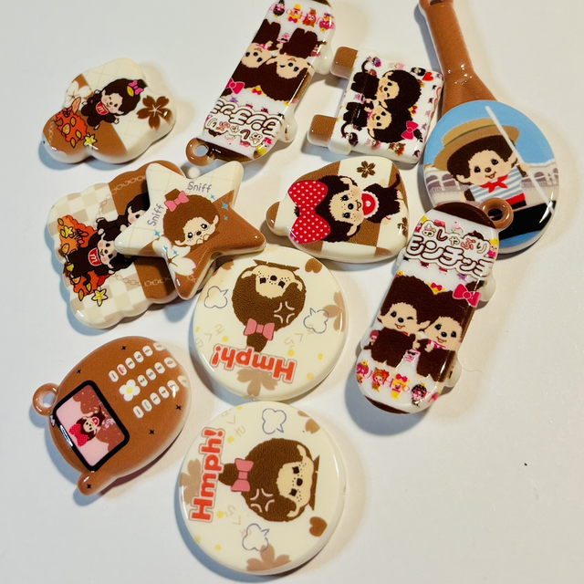 Monchichi inspired beads/pendant mix x 6