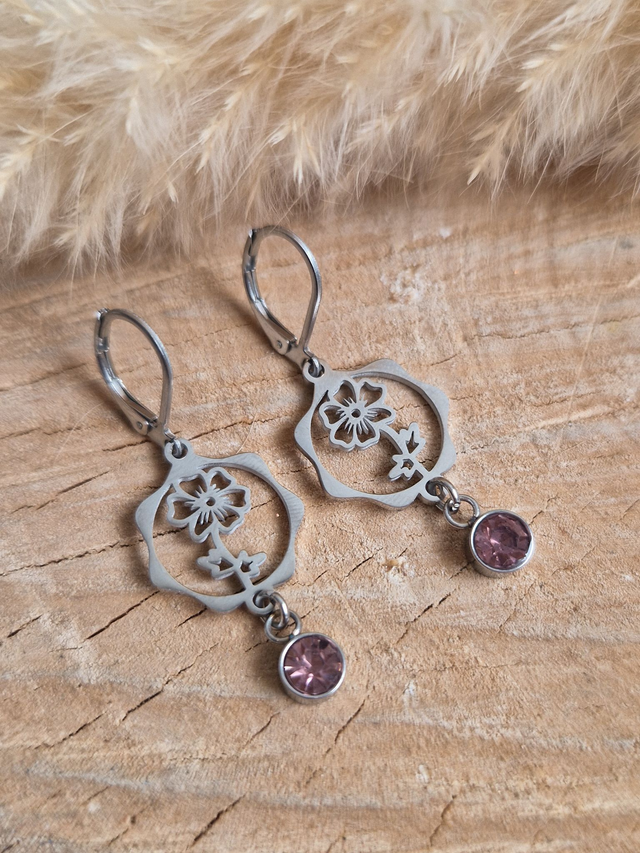 Boucles d'oreilles "Fleur de Naissance" – Octobre : Cosmos