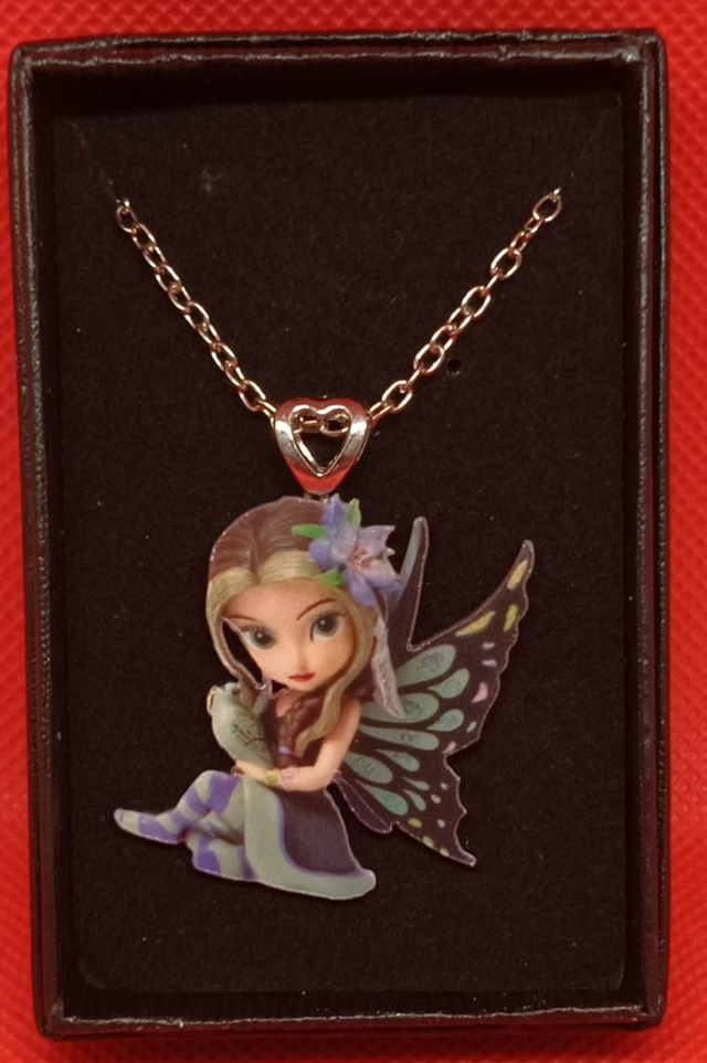 Plastic Flower Fairy Pendant Necklace.