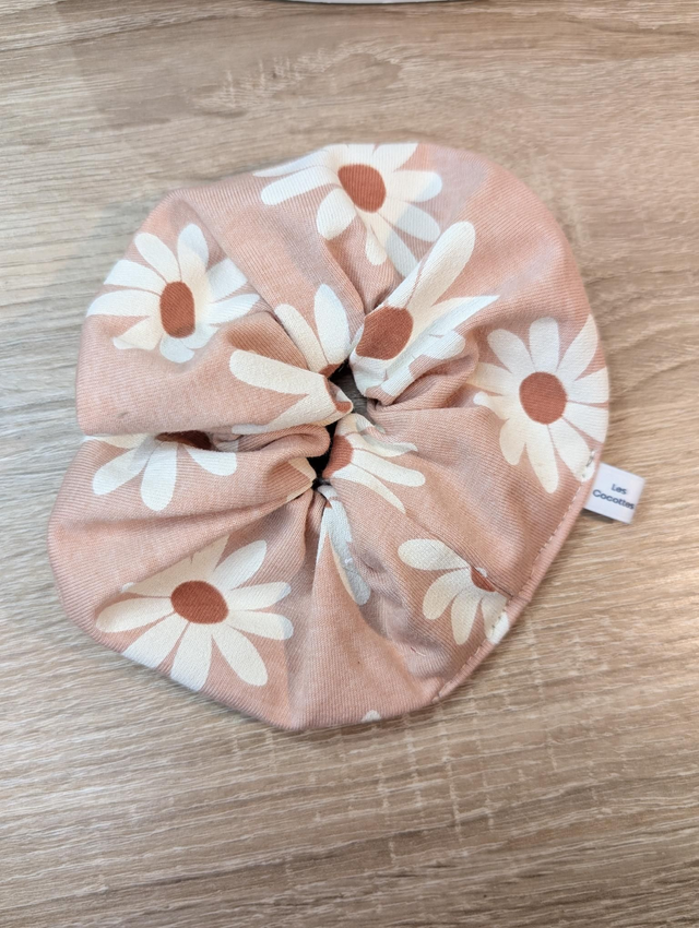 Chouchou beige fleuri 