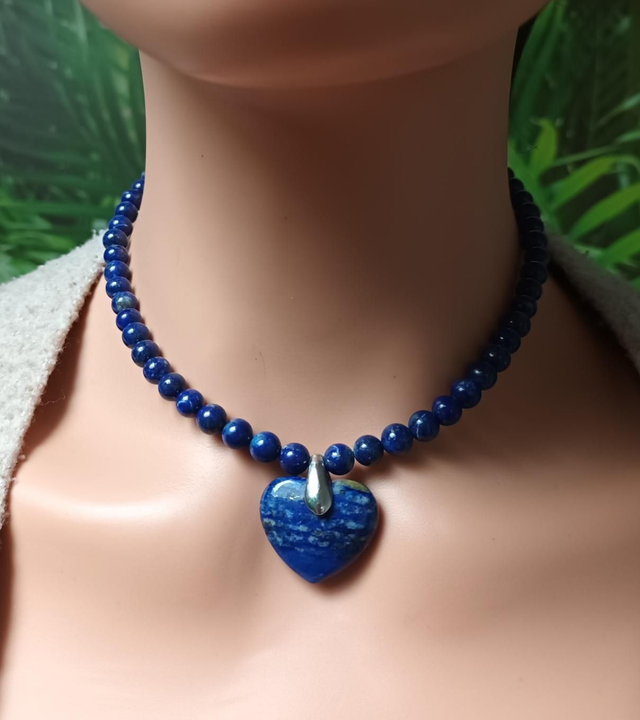 Collier cœur en lapis-lazuli