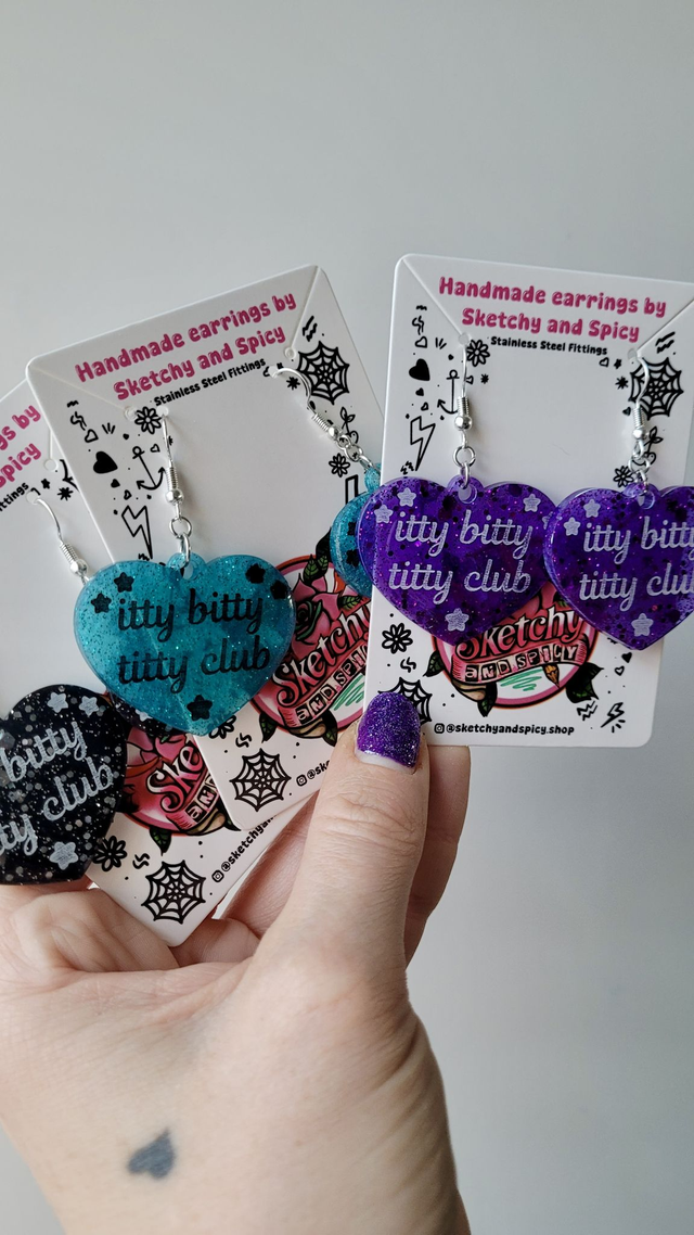 Earrings | Heart Earrings – Itty Bitty Titty Club - Stainless Steel Hooks