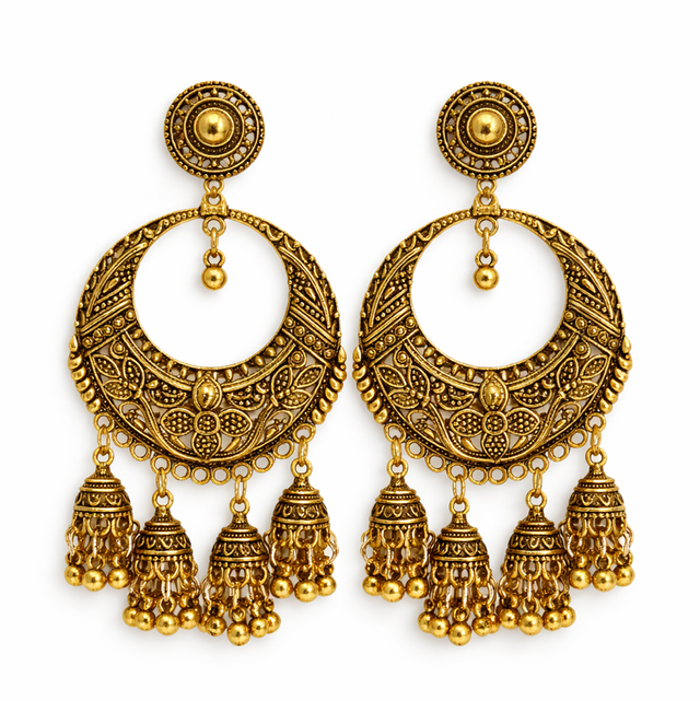 Pendientes dorado arabesco 