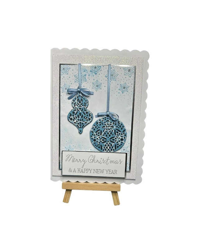 Christmas Bauble &amp; Bells Card – Embossed Snowflake Collection