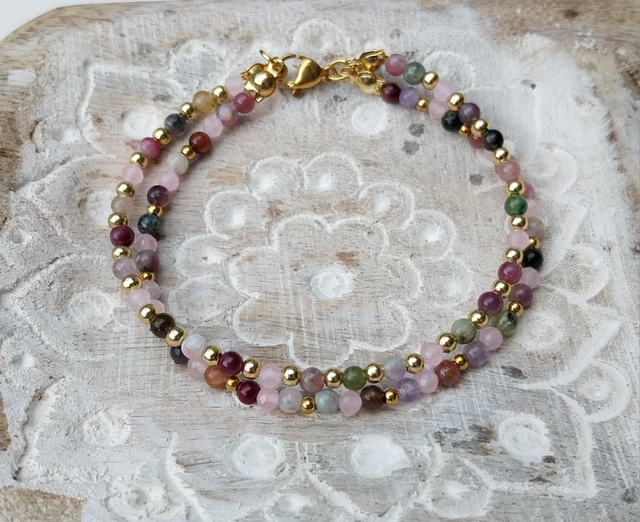 Bracelet en Tourmaline et Quartz rose