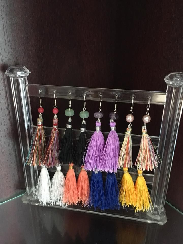 Gemstone tassle earrings