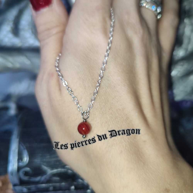 collier fin cornaline