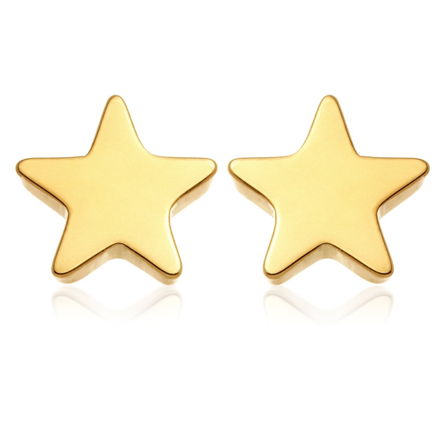Zircon Gold Titanium Star Stud Earrings - pair