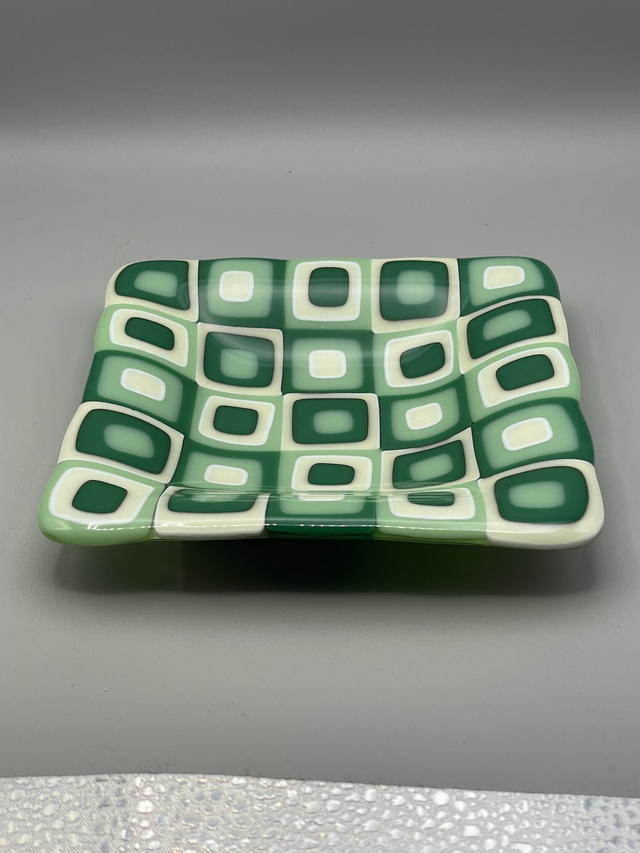 Green and Cream Stacked Effect Decrotive Dish