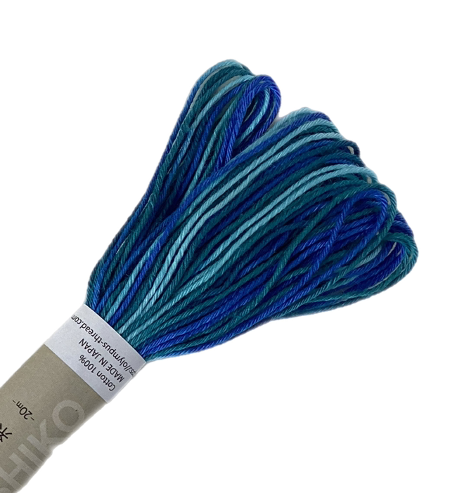 Fil Sashiko dégradé bleu 20 M