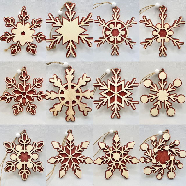 Holzanhänger 3D Schneeflocke