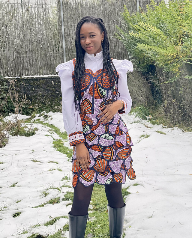 Robe AUZOUA avec pièces de wax assemblées