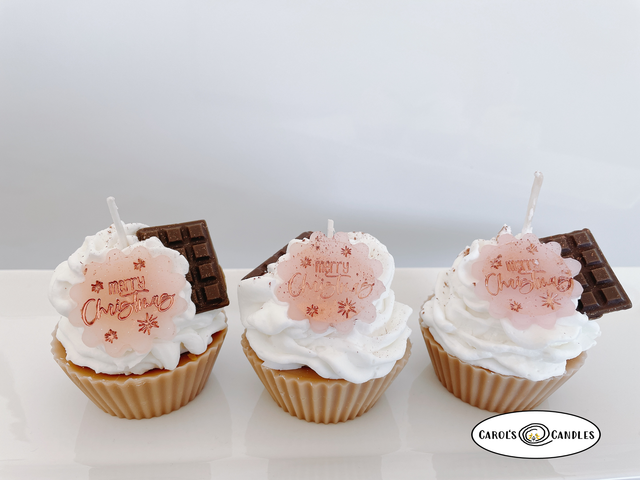 Cupcake Candles - Kerzen Küchlein im Windlicht Glas- WEIHNACHTEN div. Varianten