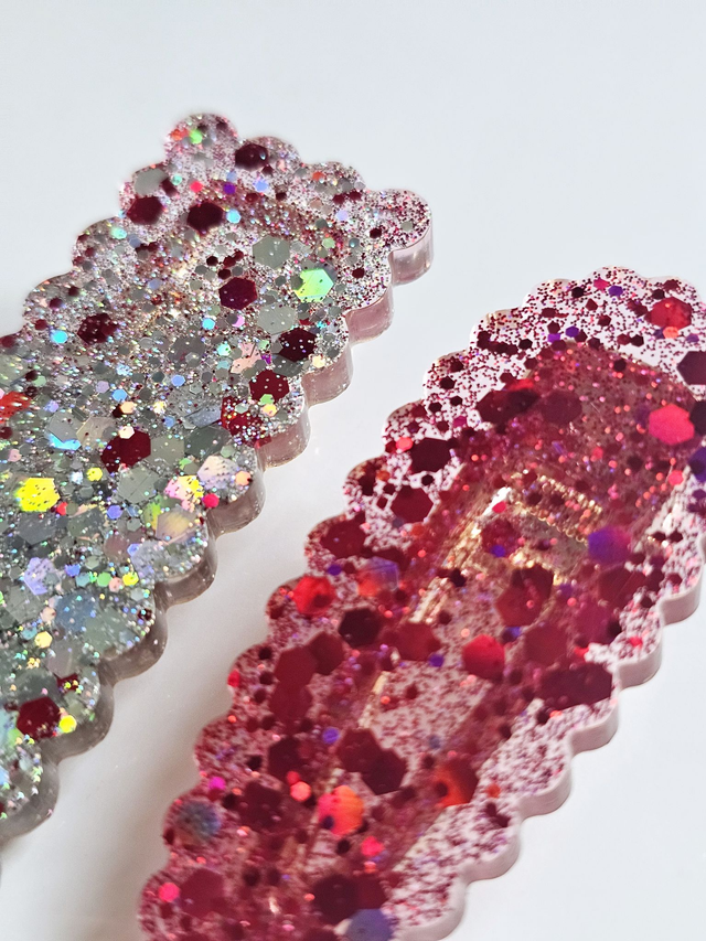 DUO BARRETTES ARGENT FUSCHIA 