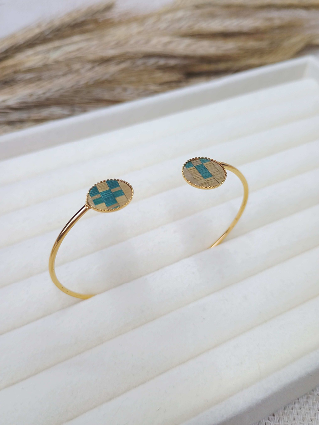 Bracelet JONC Mosaïque Vert/doré 