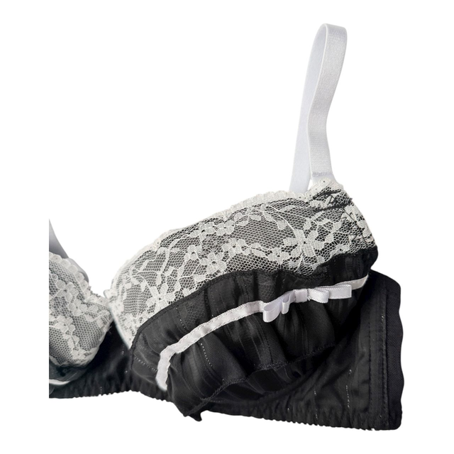 White + black frill Japanese Bra UK 32B