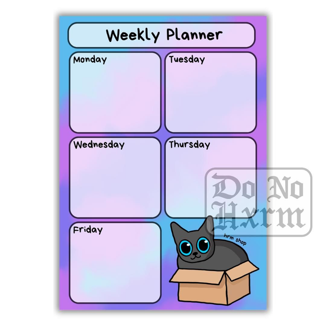 Weekly Planner Cat In A Box A6 Notepad 