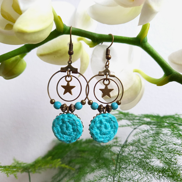 Boucles d&#039;oreille Mon étoile - vert d&#039;eau