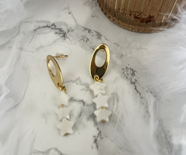 Boucles d’oreilles nacre dorées