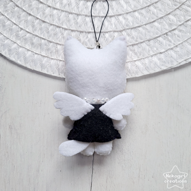 Peluche en feutrine fait-main - Chat noir & blanc