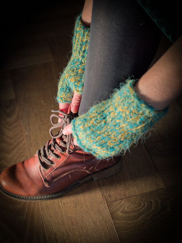 Mitaines bleu et jaune