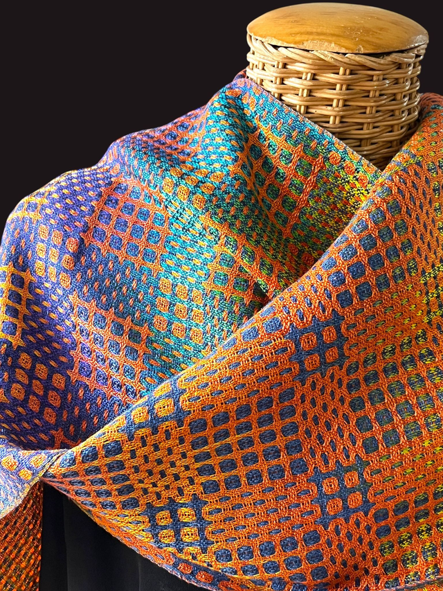 Sunset : 100% silk scarf, handwoven